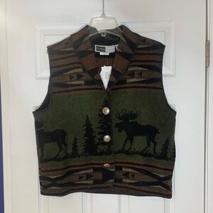RHONDA STARK NWT Vintage Wool Blend Blanket Vest w/Silver Buttons -Large